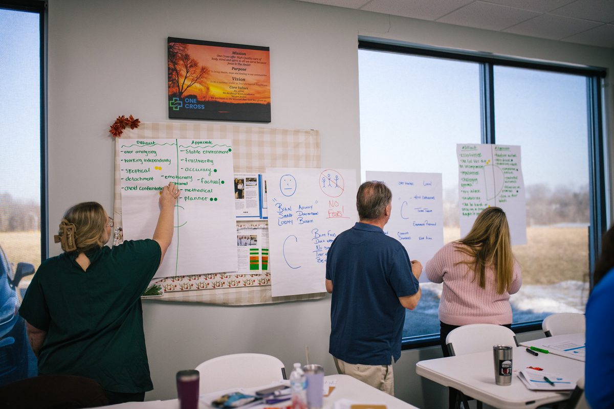 Teams working at whiteboards